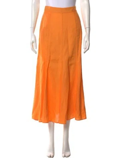 Pre-owned Gabriela Hearst Linen Long Skirt In Orange