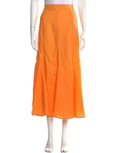 Pre-owned Gabriela Hearst Linen Long Skirt In Orange