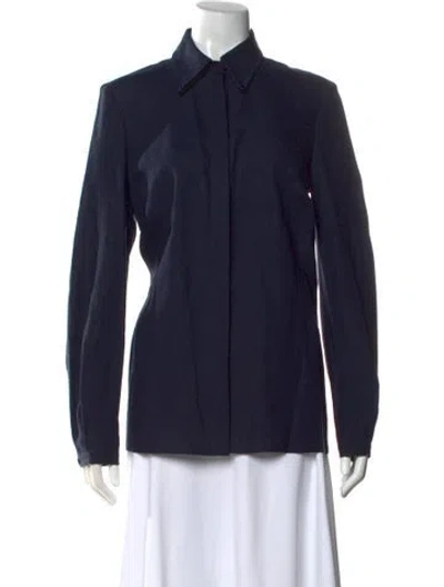 Pre-owned Gabriela Hearst Linen Long Sleeve Blouse In Blue