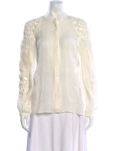 Pre-owned Gabriela Hearst Linen Long Sleeve Blouse W/ Tags In Neutral
