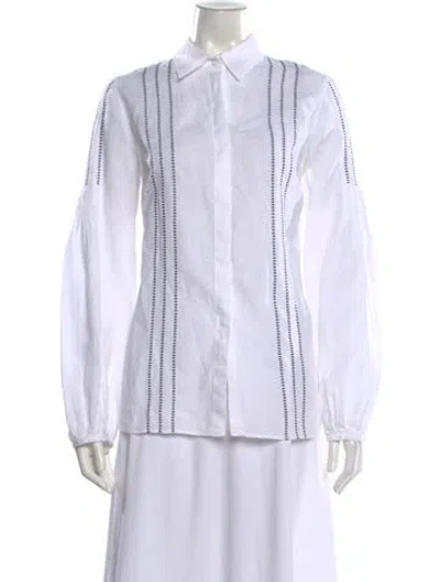 Pre-owned Gabriela Hearst Linen Long Sleeve Blouse In White