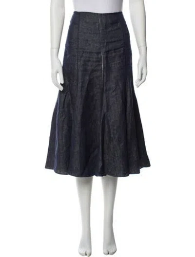 Pre-owned Gabriela Hearst Linen Midi Length Skirt In Blue