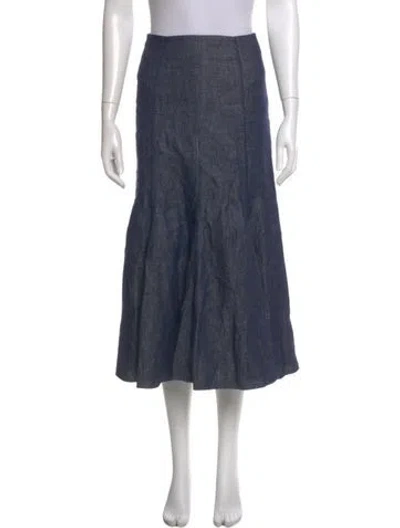 Pre-owned Gabriela Hearst Linen Midi Length Skirt In Blue