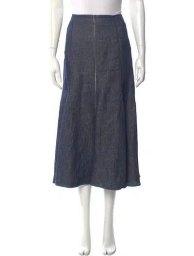 Pre-owned Gabriela Hearst Linen Midi Length Skirt In Blue