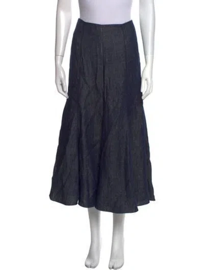 Pre-owned Gabriela Hearst Linen Midi Length Skirt In Blue