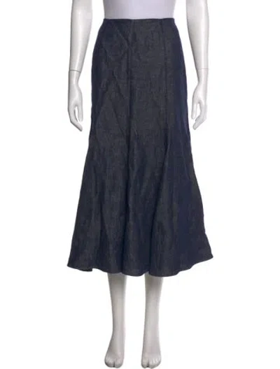 Pre-owned Gabriela Hearst Linen Midi Length Skirt In Blue