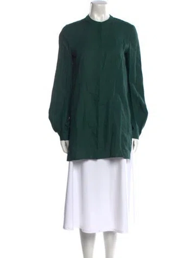 Pre-owned Gabriela Hearst Linen Mock Neck Tunic W/ Tags In Green