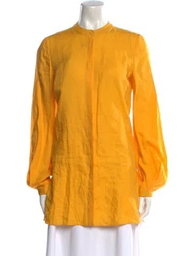 Pre-owned Gabriela Hearst Linen Mock Neck Tunic W/ Tags In Orange