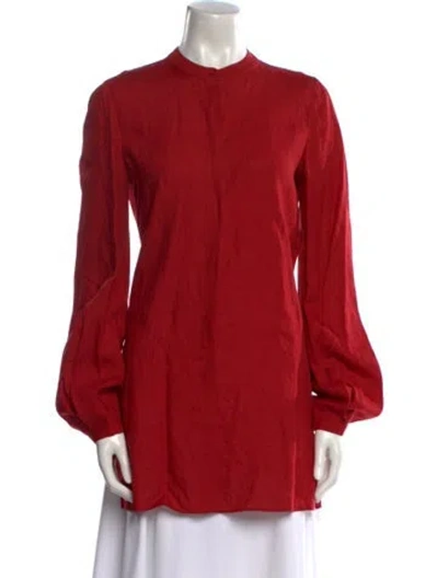 Pre-owned Gabriela Hearst Linen Mock Neck Tunic W/ Tags In Red