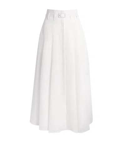 Gabriela Hearst Linen Pleated Dugald Midi Skirt In White