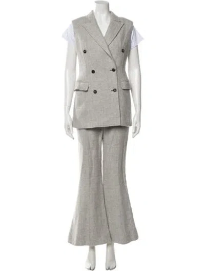 Pre-owned Gabriela Hearst Linen Printed Pantsuit In Gray