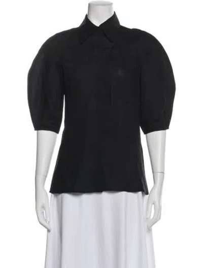 Pre-owned Gabriela Hearst Linen Short Sleeve Blouse In Gray