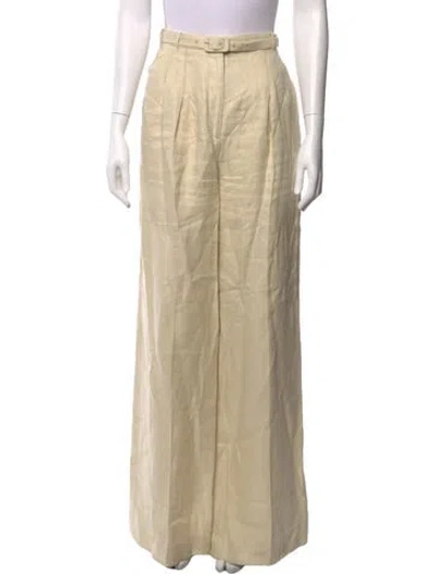 Pre-owned Gabriela Hearst Linen Wide Leg Pants In Neutral
