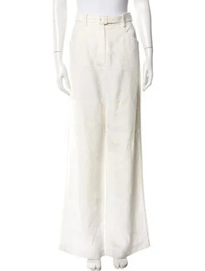 Pre-owned Gabriela Hearst Linen Wide Leg Pants In White