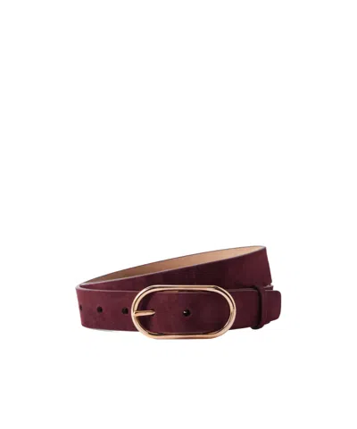 Gabriela Hearst Link Suede Belt In Burgundy