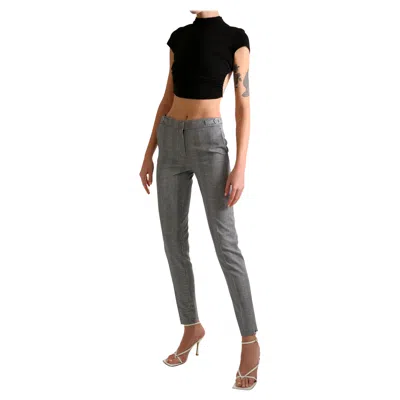 Pre-owned Gabriela Hearst Lisa Slim Leg Tapered Check Black Stretch Wool Trouser Pants