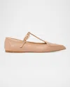 Gabriela Hearst Liv Mary Jane Lamb Leather Ballet Flats In Nude