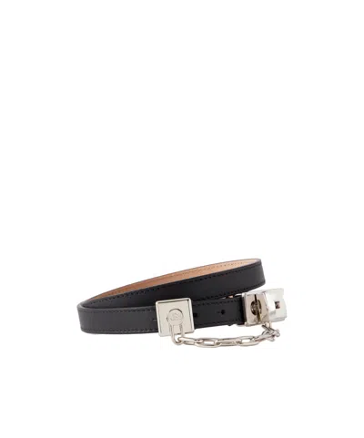 Gabriela Hearst Lock Chain-detailed Leather Belt In Green