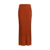 Gabriela Hearst Long Knitted Skirt With Narrow Ribs In Orange