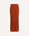 Gabriela Hearst Long Knitted Skirt With Narrow Ribs In Orange