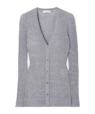 Gabriela Hearst Emma Pointelle-knit Cashmere And Silk-blend Cardigan In Gray