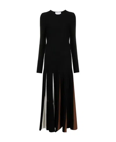 Gabriela Hearst Pleated Virgin Wool Maxi Dress In Black