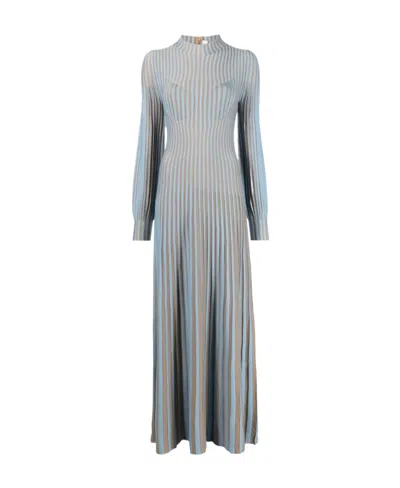 Gabriela Hearst Long-sleeved Knitted Maxi Dress In Gray