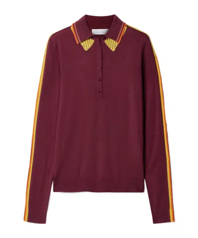 Gabriela Hearst Zorya Cashmere And Silk-blend Polo Top In Red