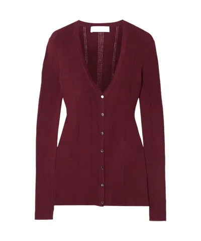 Gabriela Hearst Long-sleeved Cardigan In Burgundy