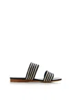 Gabriela Hearst Lora Flat Sandal In Black & White Nappa Leather Crochet In Black/white