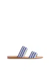 Gabriela Hearst Lora Flat Sandal In Navy Multi Crochet In Nude/navy Multi