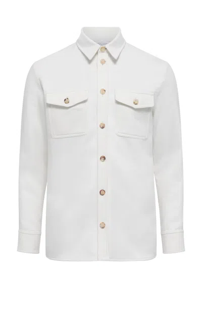 Gabriela Hearst Lucas Overshirt In Ivory Winter Silk