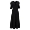 Gabriela Hearst Luz Pleated Crepe Midi Dress In Virgin Wool In Black