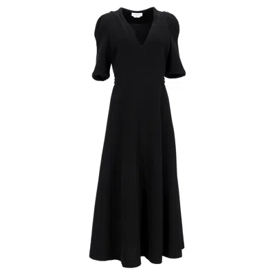 Gabriela Hearst Luz Pleated Crepe Midi Dress In Virgin Wool In Black