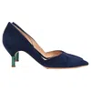Gabriela Hearst Luzia Pointed Kitten Heel Pumps In Navy Blue Suede In Blue