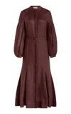 Gabriela Hearst Lydia Dress With Slip In Deep Bordeaux Linen In Deep Bordeaux