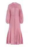GABRIELA HEARST LYDIA DRESS WITH SLIP IN ROSE QUARTZ LINEN