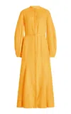 Gabriela Hearst Lydia Dress With Slip In Fluorescent Orange Aloe Linen In Fluorescent Orange