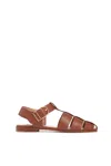 Gabriela Hearst Lynn Flat Sandal In Cognac Nappa Leather With Stitch In Cognac