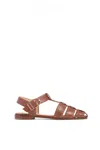 Gabriela Hearst Lynn Flat Sandal In Cognac Nappa Leather With Stitch In Cognac