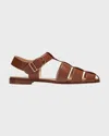 Gabriela Hearst Lynn Flat Sandal In Cognac Nappa Leather With Stitch In Cognac