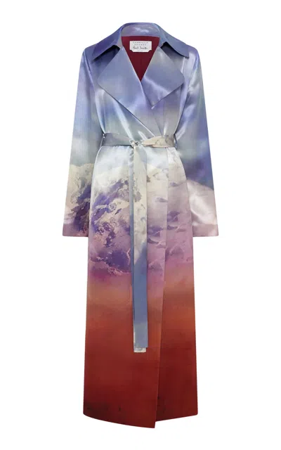 Gabriela Hearst Lyra Printed Silk Trench Coat In Multi