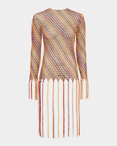 GABRIELA HEARST MACARIA BEADED NET KNIT FRINGE TOP