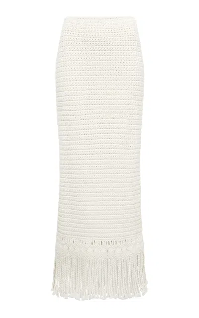 Gabriela Hearst Macha Fringed Wool-cashmere Maxi Skirt In Ivory