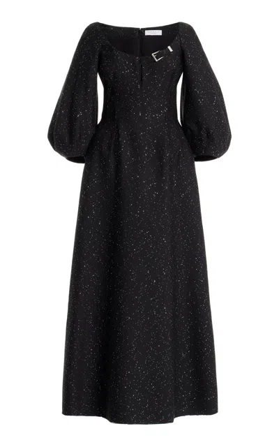 GABRIELA HEARST MADYN SEQUIN DRESS IN BLACK VIRGIN WOOL
