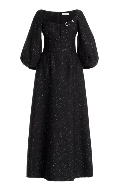 GABRIELA HEARST MADYN SEQUIN MAXI DRESS IN BLACK VIRGIN WOOL