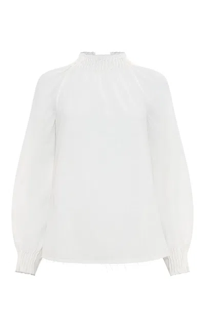Gabriela Hearst Magnolia Top In Ivory Wool Cashmere Voile