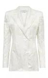 Gabriela Hearst Mairi Blazer In Ivory Metallic Crinkled Silk In Gunmetal