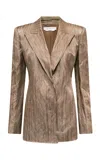 Gabriela Hearst Mairi Metallic Silk Blazer In Bronze