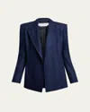 Gabriela Hearst Mairi Wool-cashmere Open-front Blazer Jacket In Blue